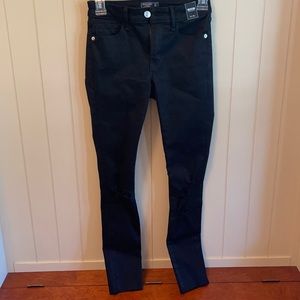 Abercrombie black distressed mid-rise super skinny jeans
